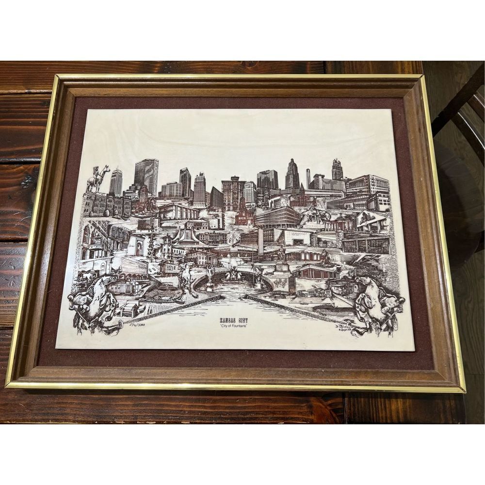 D Bivens Kansas City Beautiful Framed Marble Etching 374 out of 5000. 1975